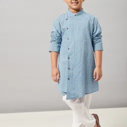 StyloBug Boys Blue Printed Kurta Set image 5