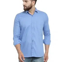 Jainish Blue Cotton Slim Fit Shirt-image-1