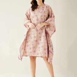 The Kaftan Company Pink Printed Kaftan Dress-picture-32