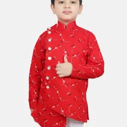 SG Yuvraj Kids Red Printed Full Sleeves Kurta-picture-10