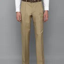 Louis Philippe Khaki Regular Fit Self Pattern Trousers-picture-24