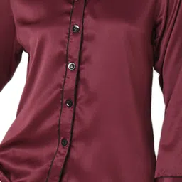 Smarty Pants Maroon Satin Shirt With Pyjamas image 5