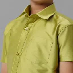 Ramraj Boys Green Cream Shirt & Dhoti Set image 5