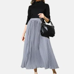 BUYNEWTREND Grey A-Line Skirt image 5