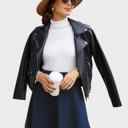 BUYNEWTREND Navy Skater Skirt image 5