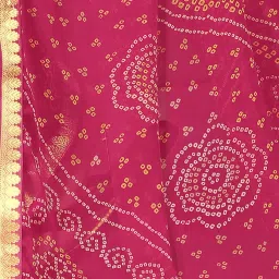 Satrani Pink Printed Saree With Unstitched Blouse image 5