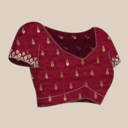 Mohey Pink Zari Saree with Blouse Piece image 5