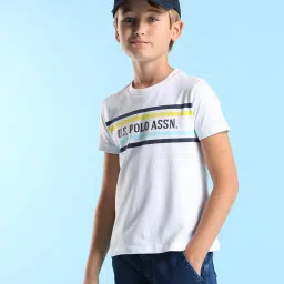 u.s. polo assn. US Polo Kids Boys White Cotton Printed T-Shirt image 5