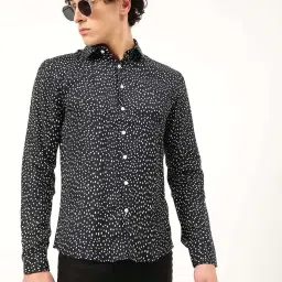 Lindbergh Black Slim Fit Printed Shirt image 5