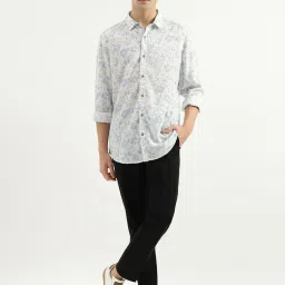 United Colors of Benetton Blue Slim Fit Floral Print Shirt image 5