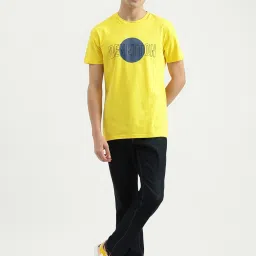 United Colors of Benetton Yellow Pure Cotton Regular Fit Printed T-Shirt image 5