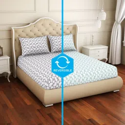 Welspun 2-In-1 Geometric Grey 150 TC Cotton King Flat Bedsheet with 2 Pillow Covers image 5