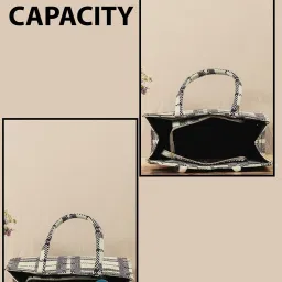 Bagsy Malone Black & White Textured Medium Tote Handbag image 5