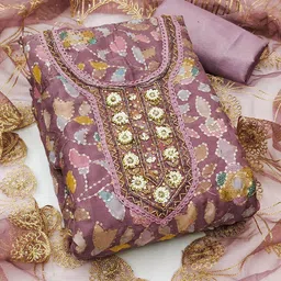 Maroosh Embellished Organza Unstitched Dress Material image 3