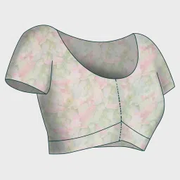 navyasa by liva White & Green Printed Saree With Unstitched Blouse image 5