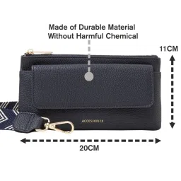 Accessorize London Navy Faux Leather Solid Mobile Pouch image 5
