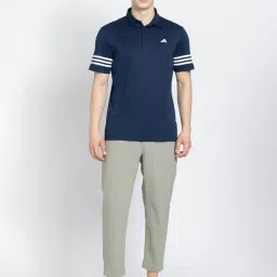 adidas Blue Regular Fit Striped Golf Polo T-Shirt image 5