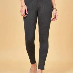 Annabelle by Pantaloons Grey Striped Treggings-picture-5