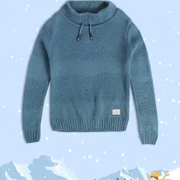 MINIKLUB Kids Blue Self Design Full Sleeves Sweater-image-55