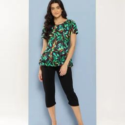 Aarika Green Nylon Printed Short Sleeves Swimsuit With Goggles-picture-34