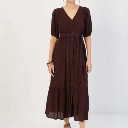 Femmella Brown Regular Fit Dress-picture-14