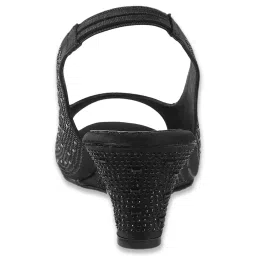 Mochi Women's Black Sling Back Wedges image 5