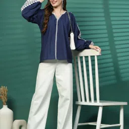 Melon By plusS Navy Cotton Striped Top image 5