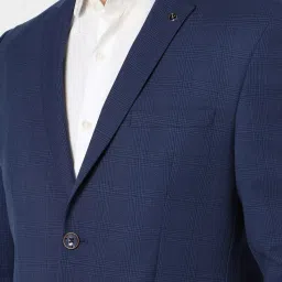 Van Heusen Blue Slim Fit Checks Two Piece Suit image 5