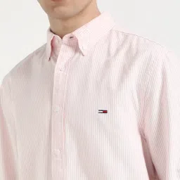 Tommy Hilfiger Pink Sugar Cotton Slim Fit Striped Shirt image 5