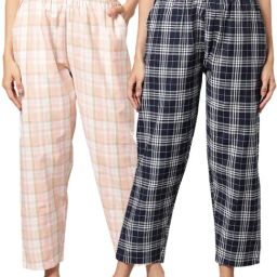 Kryptic Pink & Navy Cotton Checks Lounge Pants (Pack Of 2)-picture-25