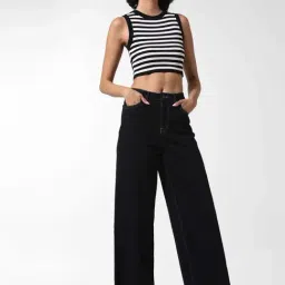 Only Black High Rise Wide Leg Jeans image 3