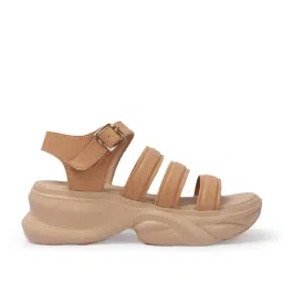 TRYME Women's Beige Ankle Strap Sandals image 3