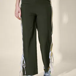 QIOA Women Relaxed High-Rise Cargos Trousers-image-76
