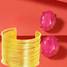 ORANGENYSHA Gold-Plated Crystal Studded Jewellery Set-picture-43