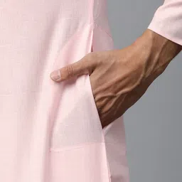Manthan Men Pink Solid Straight Kurta image 2