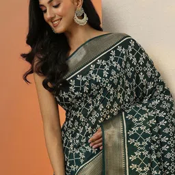 Libas Ethnic Motifs Printed Zari Border Saree with Blouse Piece-image-67