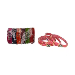 SOMIL Set Of 28 Artificial Stones Studded Ethnic Bangles-picture-38