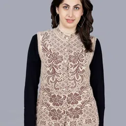 Chatanya Women Floral Self Design Woollen Cardigan-image-36