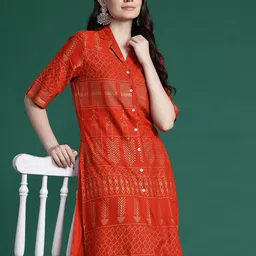 Sangria Foil Print Kurta image 1