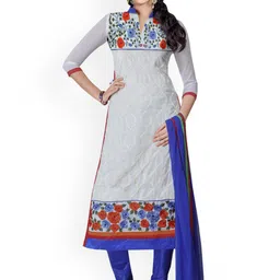 HERE&NOW Floral Embroidered Silk Georgette Unstitched Dress Material-picture-24