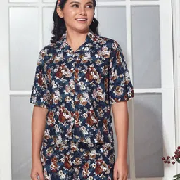 Kaftanize Shion Floral Printed Shirt With Shorts Co-Ords image 2