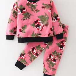 CrayonFlakes Full Sleeves Floral Printed Polar Fleece Coordinating Sweatshirt &  Joggers Set - Peach-picture-19