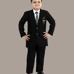 BT DEZINES Full Sleeves Solid 4 Piece Suit Set - Black-picture-19