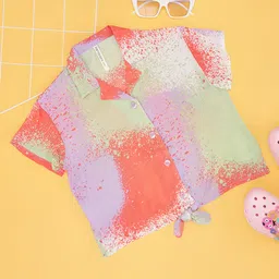 Pantaloons Junior Viscose Half Sleeves Abstract Printed Shirt Style Top - Multi Colour-image-61