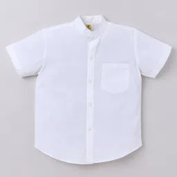 Aww Hunnie Cambric Woven Half Sleeves Solid Shirt - White-picture-22