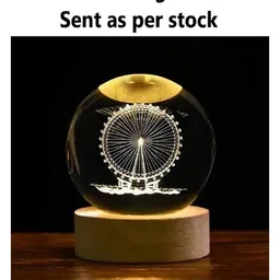 ADKD 3D Crystal Ball LED Night Lamp with Wooden Base Decorative Light for Kids Room, Bedroom & Home Decoration (Random Design)-picture-40