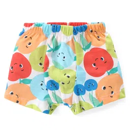 Babyhug 100% Cotton Knit Trunks with Striped & Fruit Print  Pack of 3 - Blue Red & White image 2