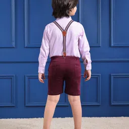 Mark & Mia Full Sleeves Party Wear Polka Dot Shirt & Short Sets with Suspender & Bow -Multicolor image 3