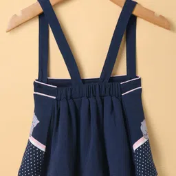 ToffyHouse Interlock Knit Skirt with Half Sleeves Top Set & Kitty Print - Navy Blue & White image 3
