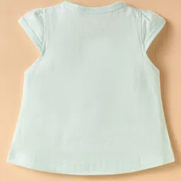 Zero Sinker Knit Front Open Half Sleeves Shorts Night Suit With Floral & Sea Life Print - Sea Green image 3